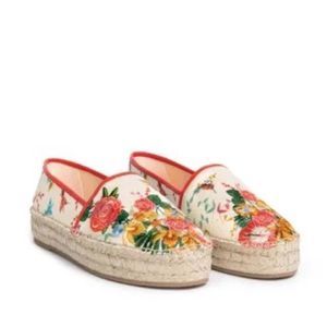 Johnny Was Andra Espadrille White Floral Embroidered Size 10M